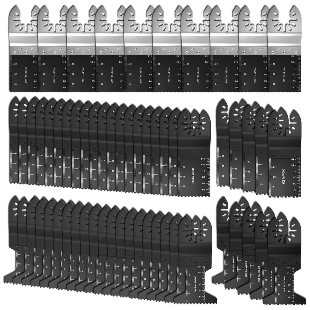 60Pcs Oscillating Saw Blades Wood Metal Cutting Universal Quick Release Multitool Accessories For Bosch Craftsman Dewalt Dremel Fein Ridgid Tch 5051217135479