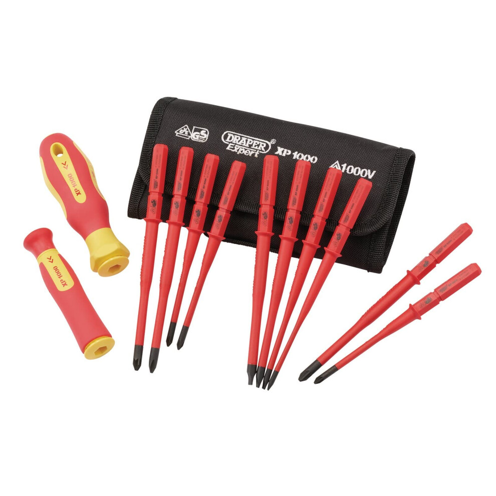 Draper 12 Piece Interchangeable Screwdriver Set | XP1000 Extra Slim | Portable Set with Case | 70867