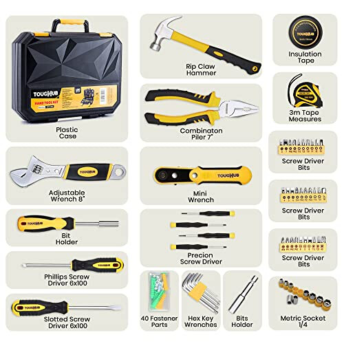 ToughHub 100 Pcs Tool Kit Set Box ? Durable Plastic Multi-Purpose Household & DIY Tool box ?Tool Organizer Including High Quality Tools? Complete Tool 2