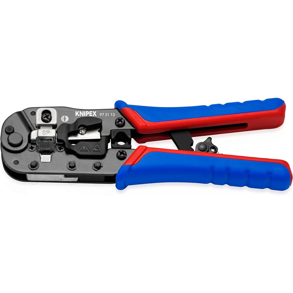Knipex Crimping Pliers For Rj45 Western Plugs Burnished, With Multi-Component Grips 191 Mm 97 51 13 5051217136919