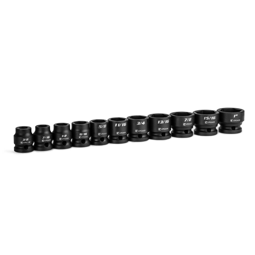 Capri Tools 1/2 In. Drive Stubby Impact Socket Set, Sae, 3/8 To 1 In, 11-Piece 5051217132003