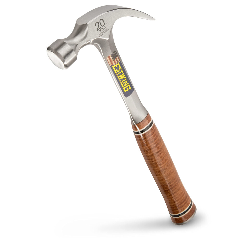 Estwing E20c Curved Claw Hammer - Leather Grip, Finish,560G (20Oz) Blue