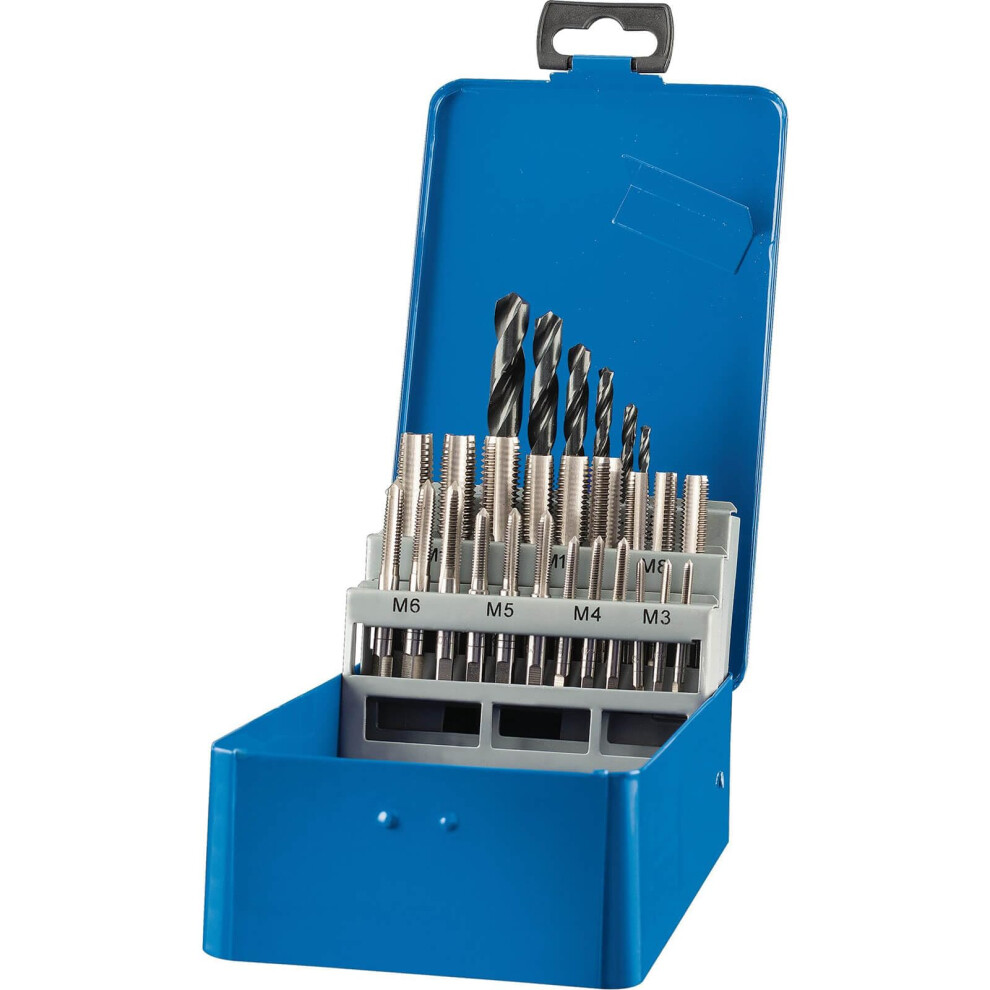 Draper 40891 Metric Tap And Hss Drill Bit Set, 28 Pieces Blue