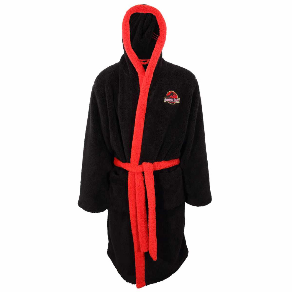 (S-M, Black/Red) Jurassic Park Unisex Adult Logo Dressing Gown