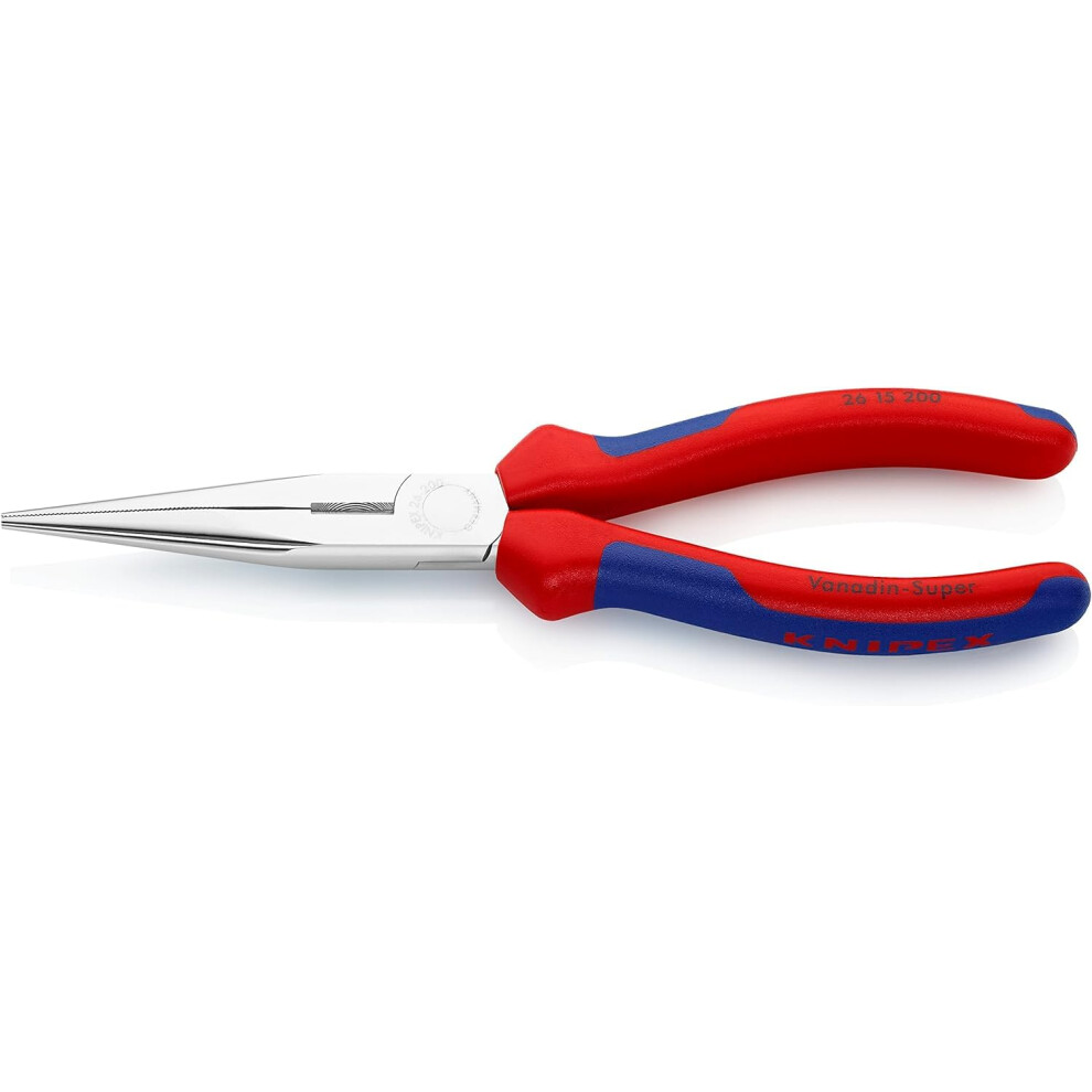 Knipex Snipe Nose Side Cutting Pliers (Stork Beak Pliers) chrome-plated, with multi-component grips 200 mm 26 15 200