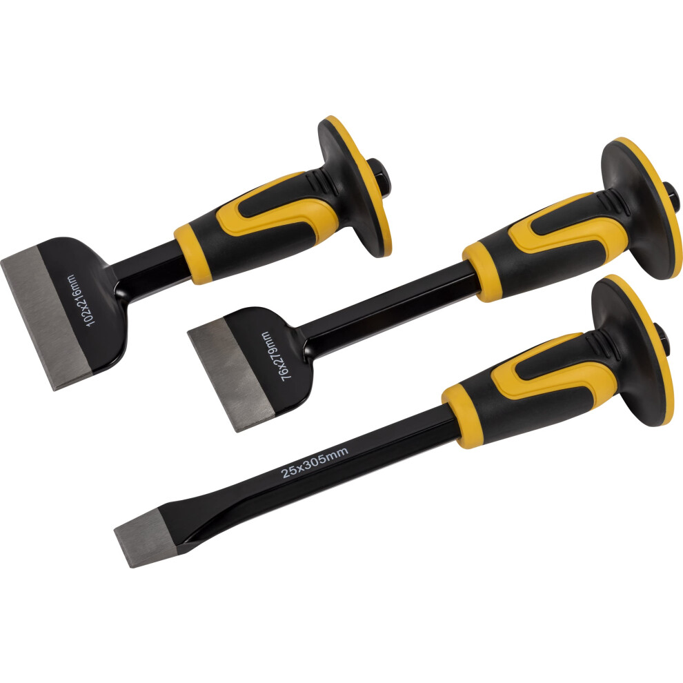 Roughneck Rou31993 Bolster & Chisel Set - 3 Piece Including: Brick Bolster 102X216mm (4X8?In) Electrician?S Bolster76x279mm (3X11in) & X1 Cold Chisel
