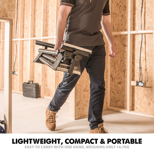 Evolution Power Tools EVOMS1 Mitre Saw Stand, Universal Compact Folding with Extending Support Arms, Fits Evolution, Makita, DeWalt, Bosch, Ryobi, 2