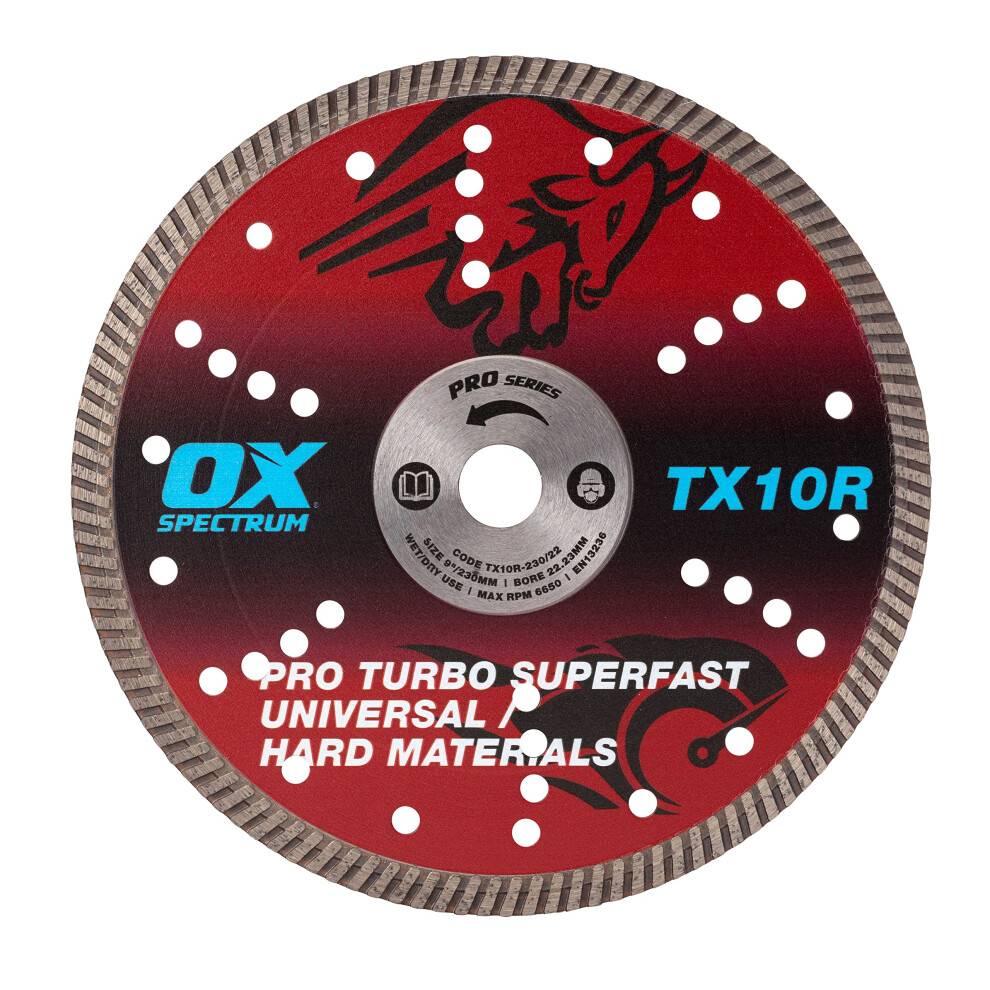 Ox Tools Tx10r-230/22 Ox-Tx10r Spectrum Superior Turbo Diamond Blade, 230/22.23Mm, Red 5051217139682