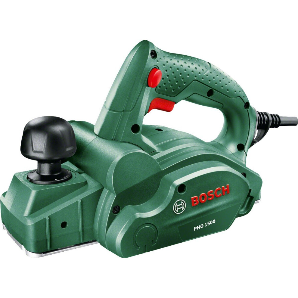 Bosch Home and Garden Electric Planer PHO 1500 (550 W, Planing width 82 mm, Weight 2.4 kg, Cutting depth 0 ? 1.5 mm, in carton packaging)