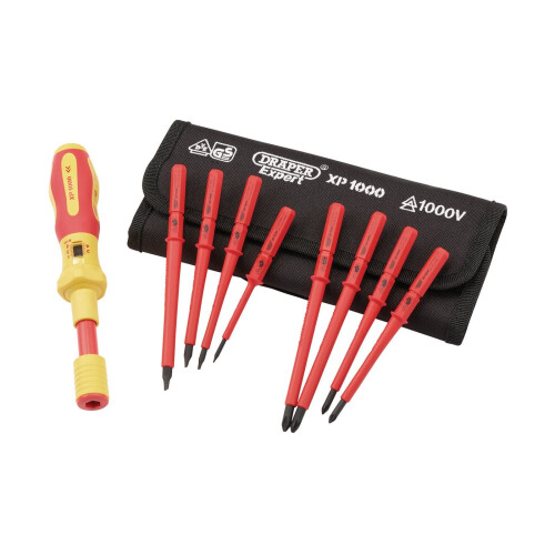 Draper Draper XP1000 9 Piece Torque Screwdriver Set | VDE Dual Insulated Interchangeable Blade | Electrical Tool Driver Set | Hand Tools Set | 65372