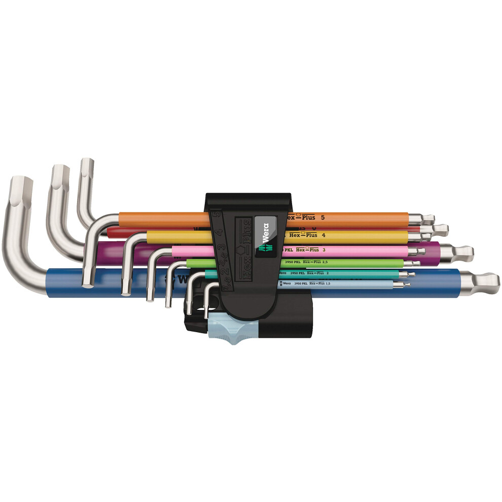 Wera 05022669001 L-Key Set 3950 Spkl/9 Sm Metric Of Stainless Steel, Silver