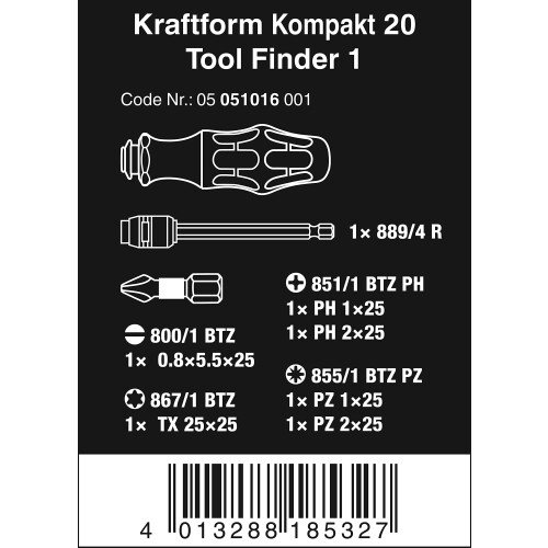 Wera Kraftform Kompakt 20 Tool Finder Set, 7 Piece 1