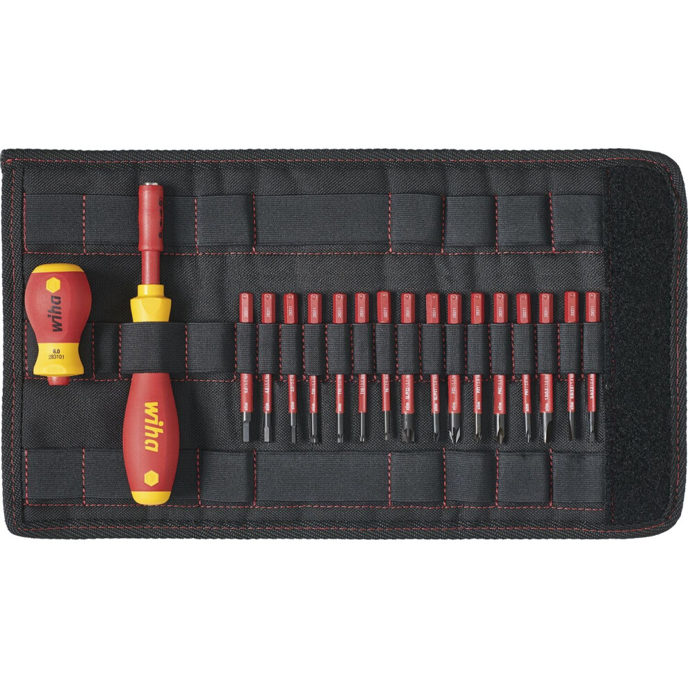 wiha 2831T18, slimVario Screwdriver and Bits Set, with Stubby in bag, VDE Insulated, (41231), 18 Pieces, SLOTTED - POZIDRIV - PHILIPS - SL/POZI - STAR