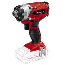 Einhell Power X-Change 140Nm Cordless Impact Driver - 18V, 2300 RPM, 1/4" Hex Bit Mount, LED Light - TE-CI 18/1 Li Solo Battery Powered Impact Drill