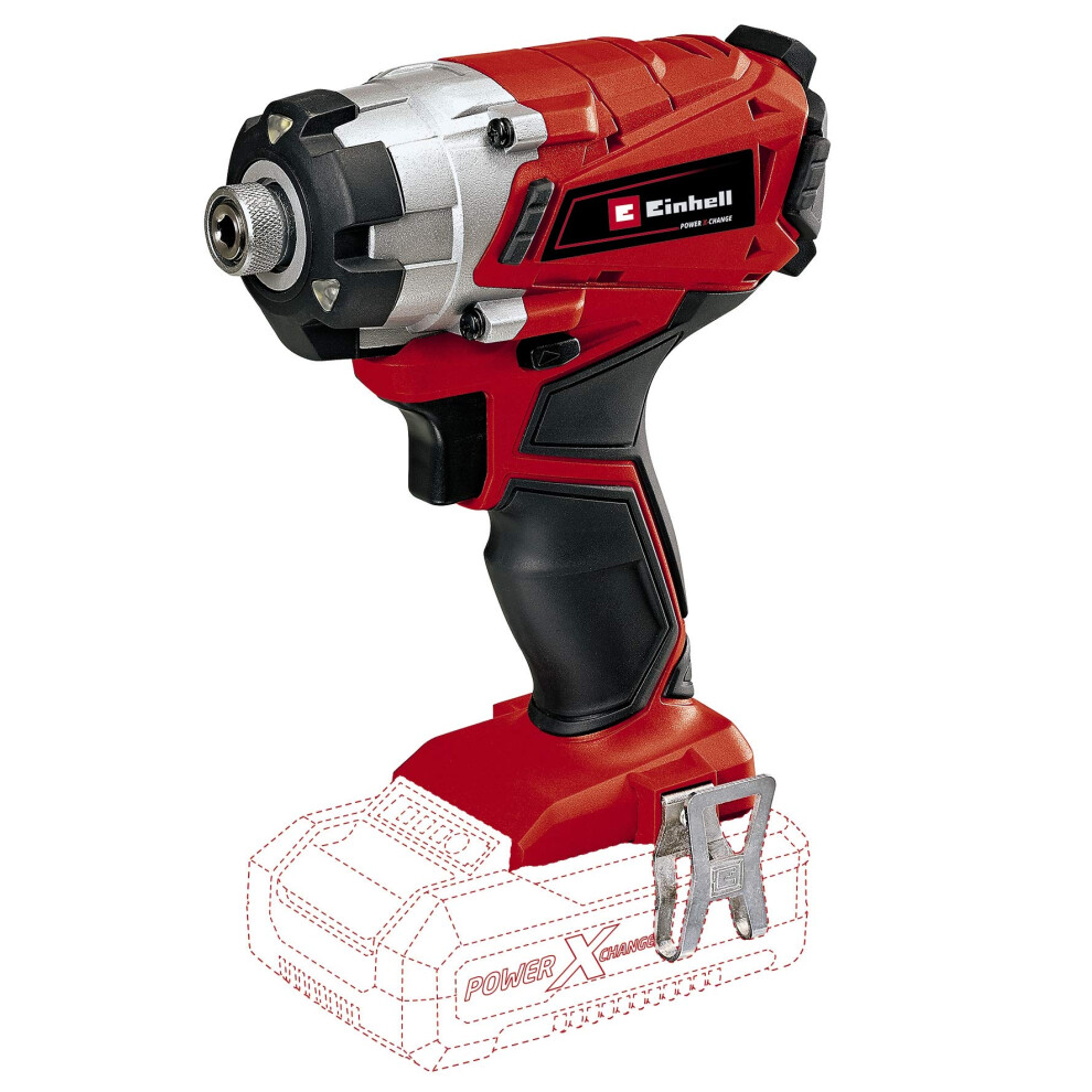 Einhell Power X-Change 140Nm Cordless Impact Driver - 18V, 2300 RPM, 1/4" Hex Bit Mount, LED Light - TE-CI 18/1 Li Solo Battery Powered Impact Drill