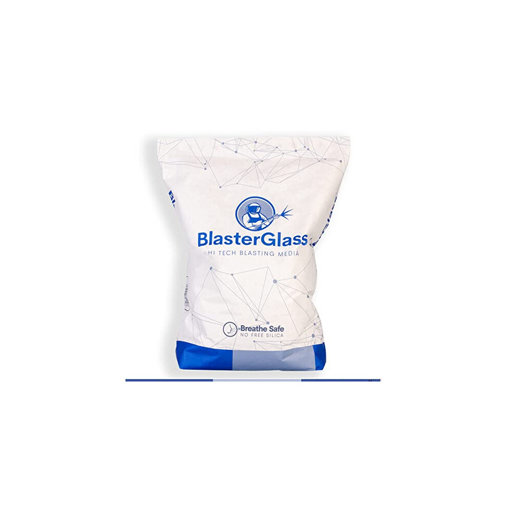 BlasterGlass Hi-Tech 10kg bag 40-60 Grit Abrasive Glass Sand Blasting Media for Blast Cabinets and Sand Blasting Guns - for Cleaning, Peening and prep