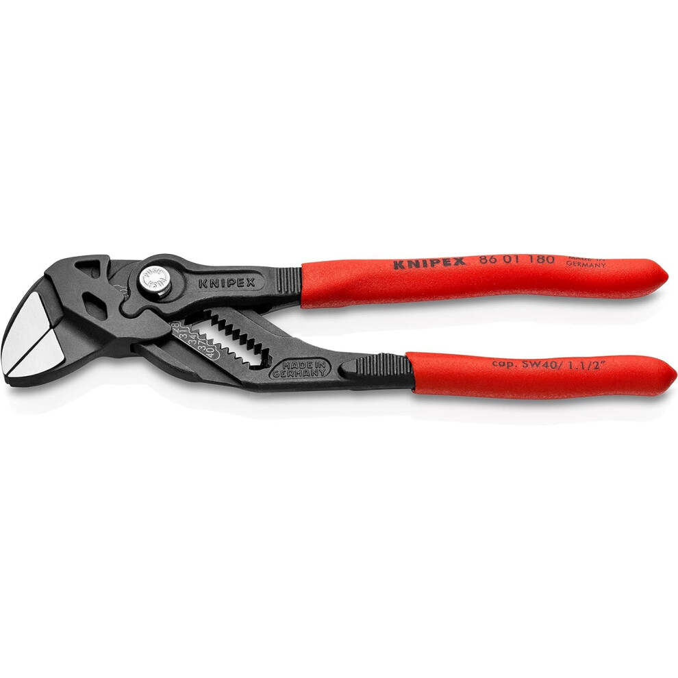 Knipex Pliers Wrench pliers and a wrench in a single tool grey atramentized, plastic coated 180 mm 86 01 180