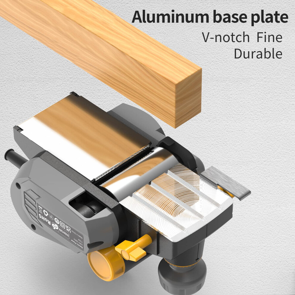 Electric Hand Planer Jellas 16000RPM Planer with 2 Reversible HSS Blades 2mm Adjustable Cut Depth Parallel Fence Bracket Ideal Planer