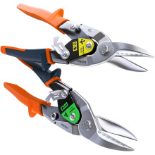 Presch Tin Snips Set Straight and Right Cut - Heavy Duty Aviation Snips - Drywall Construction Tool Set for Cutting Metal with Lever Transmission -