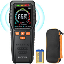 Proster Pinless Moisture Meters with Backlit LCD Screen Non-Invasive Moisture Meter Detects up to 3/4-Inch Below Surface for Non-Destructive Moisture