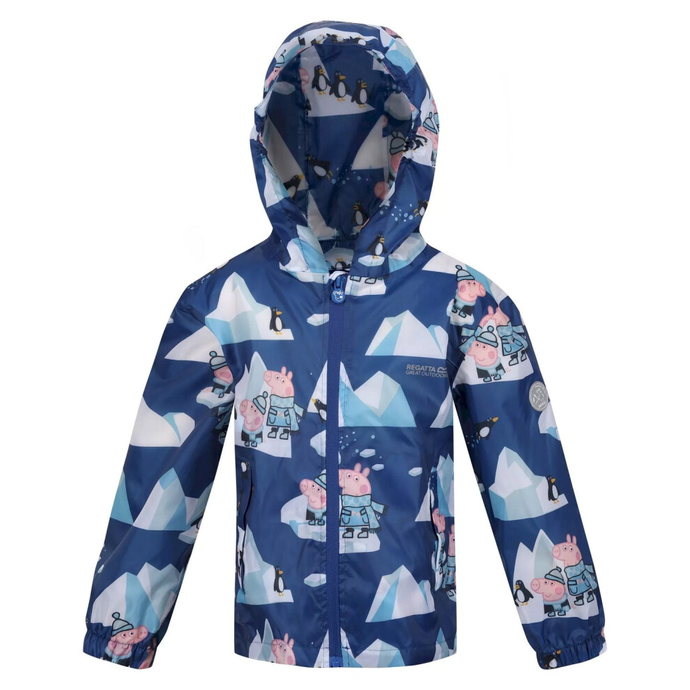 (18-24 Months, Space Blue/Arctic Blue) Regatta Childrens/Kids Penguin Peppa Pig Packaway Waterproof Jacket