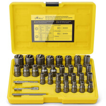 32Pcs Bolt Extractor Set, Extended version Impact Bolt & Nut Remover Set with Hex Adapter, Stripped Bolt Remover Tool Kit for Removing Damaged,