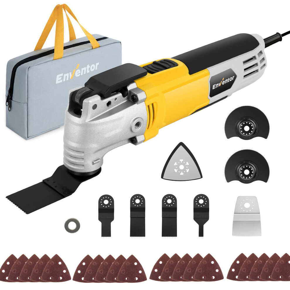 Enventor Oscillating Multi Tools, 300W 15000-22000 Opm Electric Corded Multi Tool, 6 Variable Speeds, 3?Oscillation Angle, Quick-Fit Blade Design, 5051217142217