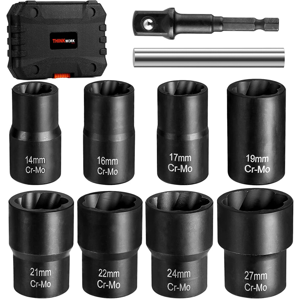 THINKWORK Lug Nut Socket Set 10 Pieces Stripped Lug Nut Remover for Removing Damaged Frozen Rusted Rounded Off Bolts Nuts Screws on OnBuy