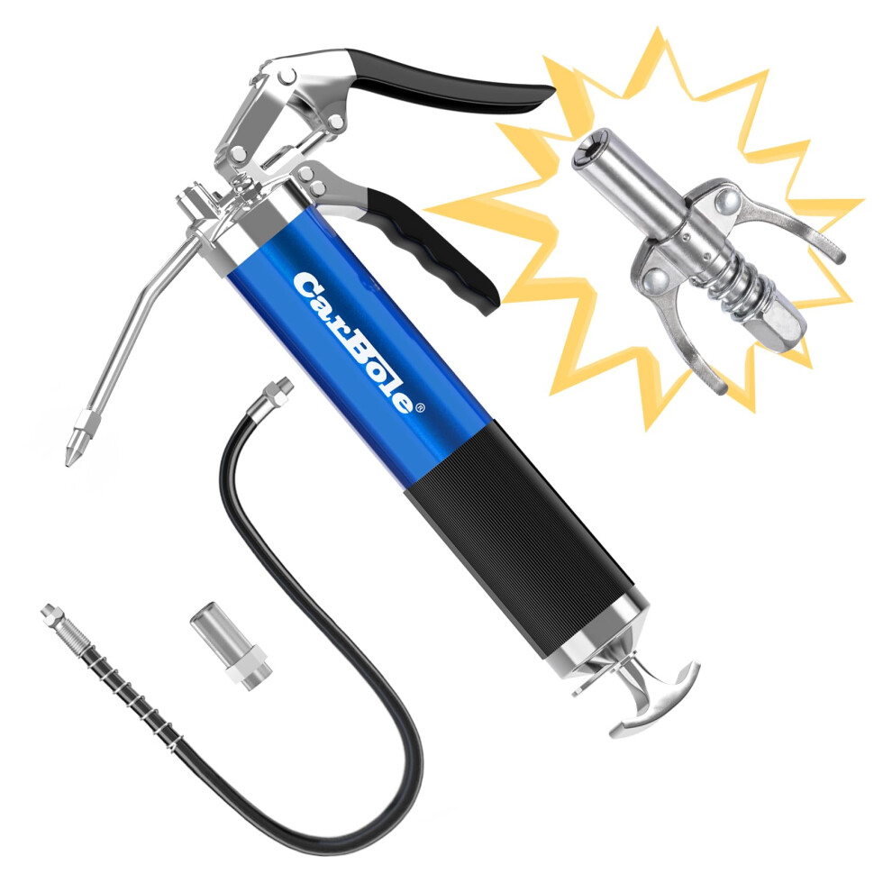 CarBole Grease Gun 8000PSI with Coupler High Pressure Pistol Grip Handle Fit 14oz Cartridge and Bulk With 18 inch Flex Hose-image-OPC-PF2P5VQ-NEW