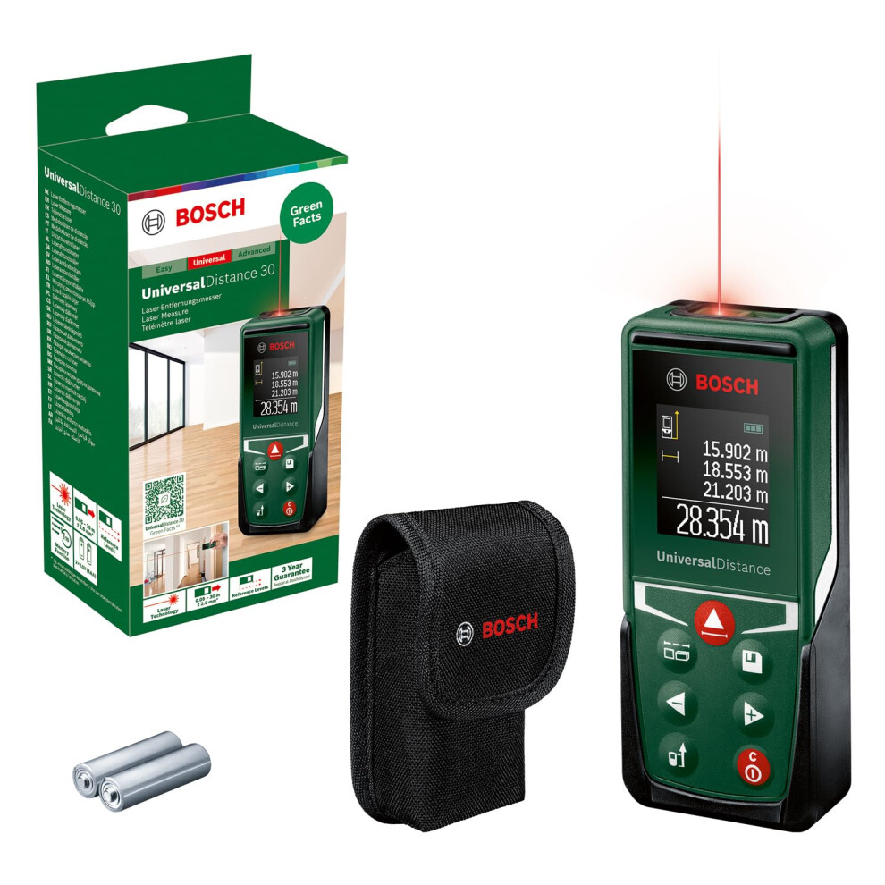 Bosch laser measure UniversalDistance 30 (measure distance up to 30m precisely, measuring functions, memory function, in cardboard box)