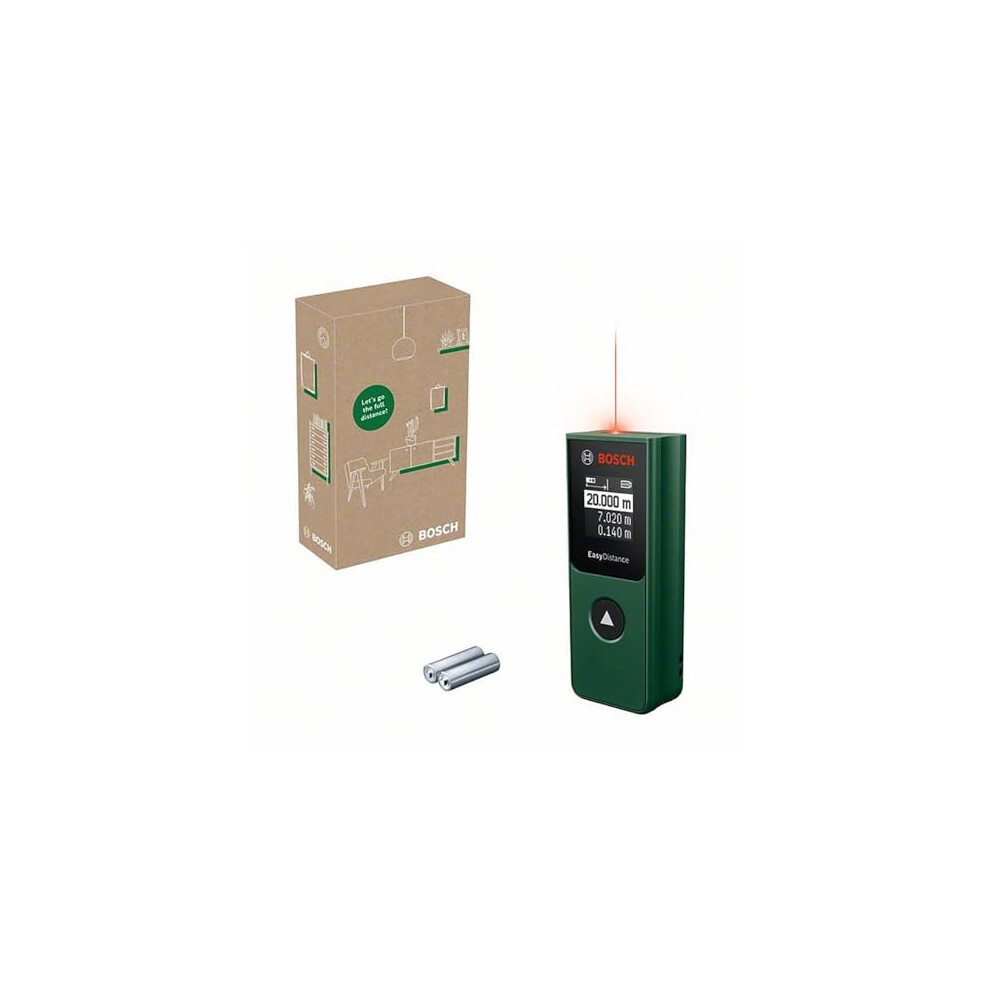 Bosch Laser Measure EasyDistance 20 (Easy & Precise Measurement up to 20m, Pocket Size, one-Button Control, in E-Commerce Cardboard Box)