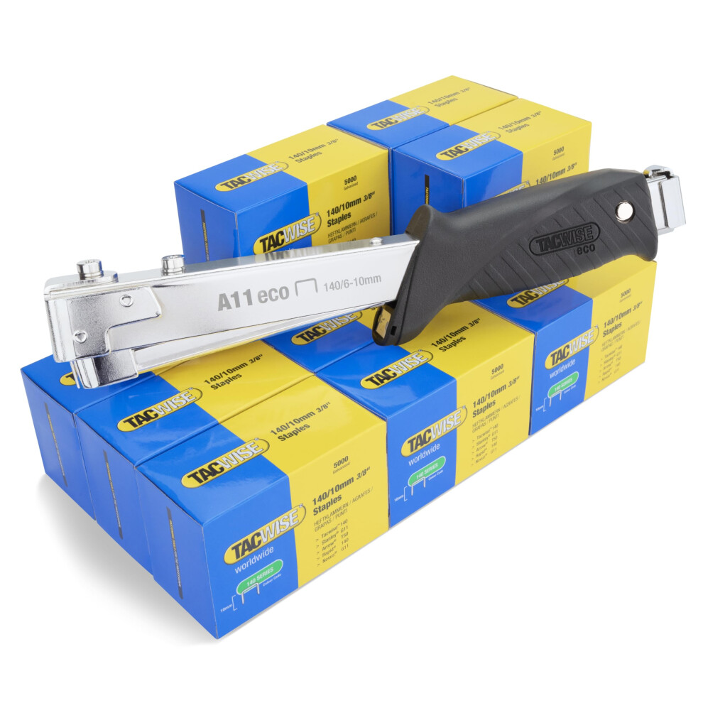 Tacwise 1783 A11 ECO Hammer Tacker with 60,000 140/10mm Staples, Uses Type 140/6-10 mm Staples