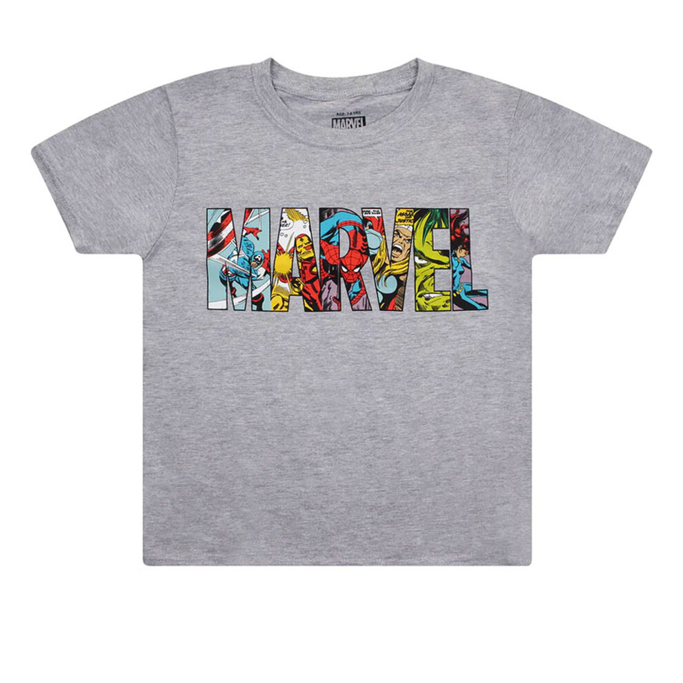 (9-10 Years, Sports Grey) Marvel Mens Characters Logo T-Shirt