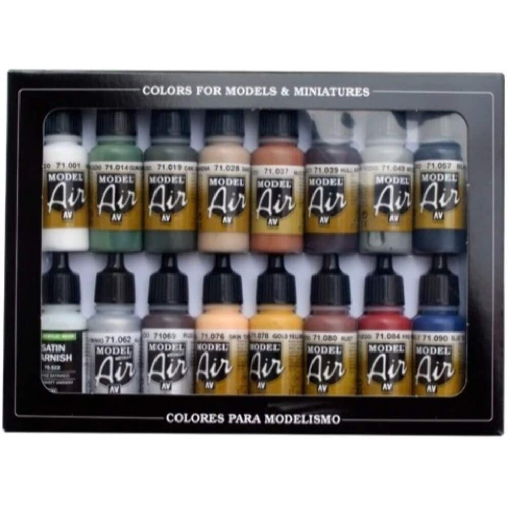 AV Vallejo Model Air Set - Railway Colors Europe, Yellow, 17 ml (Pack of 16)