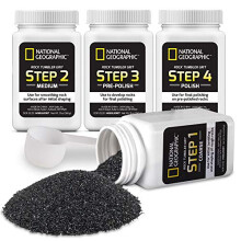 NATIONAL GEOGRAPHIC Rock Tumbler Grit and Polish Refill Kit - Tumbling Grit Media, Polish Up to 9 kg of Rocks, Works with any Rock Tumbler Machine or