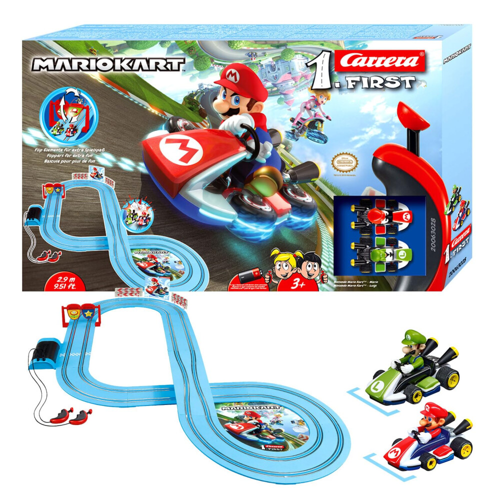 Carrera FIRST 20063028 Mario Kart - FIRST Slot Racing Track, For Children From 3 Years And Adults, 2.9 Metres, With Mario Kart - Mario & Mario Kart -