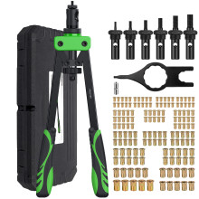 Proster Rivet Nut Tool 14" Heavy Duty Hand Rivet Nut Gun with 6pcs Metric Mandrels 150 PCS M3 M4 M5 M6 M8 M10 Nut Riveter Nut Thread Setter Kit with
