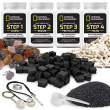 NATIONAL GEOGRAPHIC Rock Tumbler Refill Kit - Rock Tumbling Supplies including Rock Tumbler Grit and Polish Refill, Ceramic Media, GemFoam, 1.36 kg