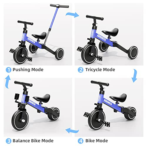 KORIMEFA 4 in 1 Toddler Balance Bike Kids Trike for 1 2 Year Old Boys Girls Trike with Parent Handle Kids Bike with Adjustable Seat and Detachable