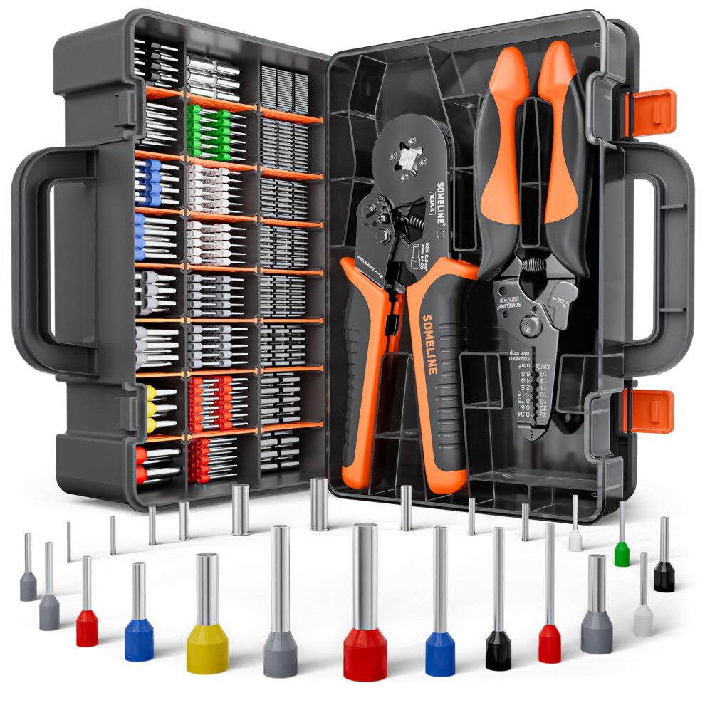SOMELINE? Crimping Tools Set with 24 Types of Ferrules - Ferrule Pliers 0.25-10mm?(AWG 24-8) I Wire strippers, Electricians tools, Crimper, Crimping
