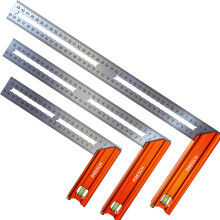 Presch Try Square Set | 200mm, 300mm & 400mm | All-in-One Compact Set | Includes rust-free marking gauge (20cm, 30cm & 40cm), level & scribing needle