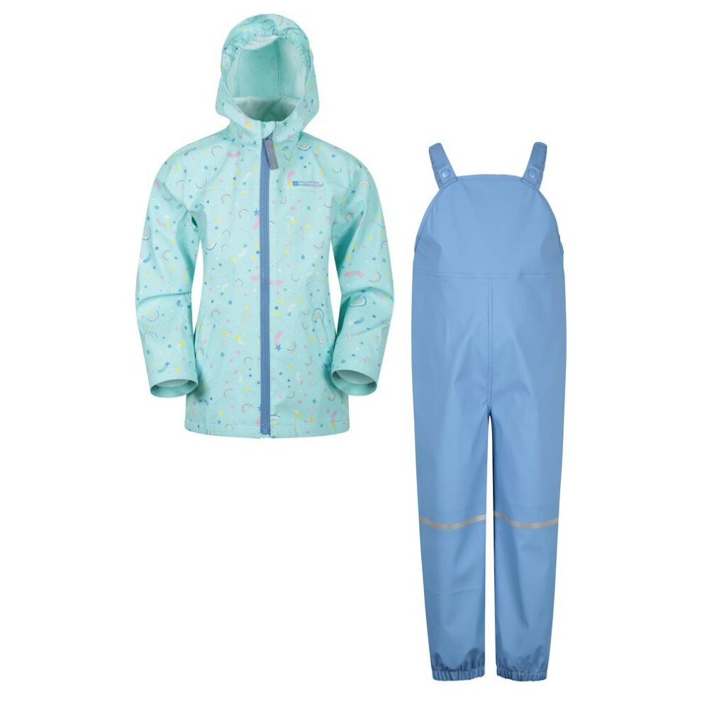 (7-8 Years, Teal) Mountain Warehouse Childrens/Kids Raindrop Waterproof Jacket And Trousers Set