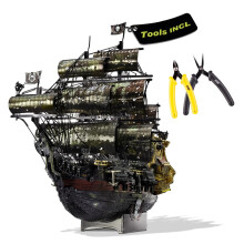 Piececool 3D Metal Puzzles for Adults, The Queen Anne's Revenge Pirate Ship Model Kits with DIY Tools Set, Metal Models Building Craft Kits, Creative