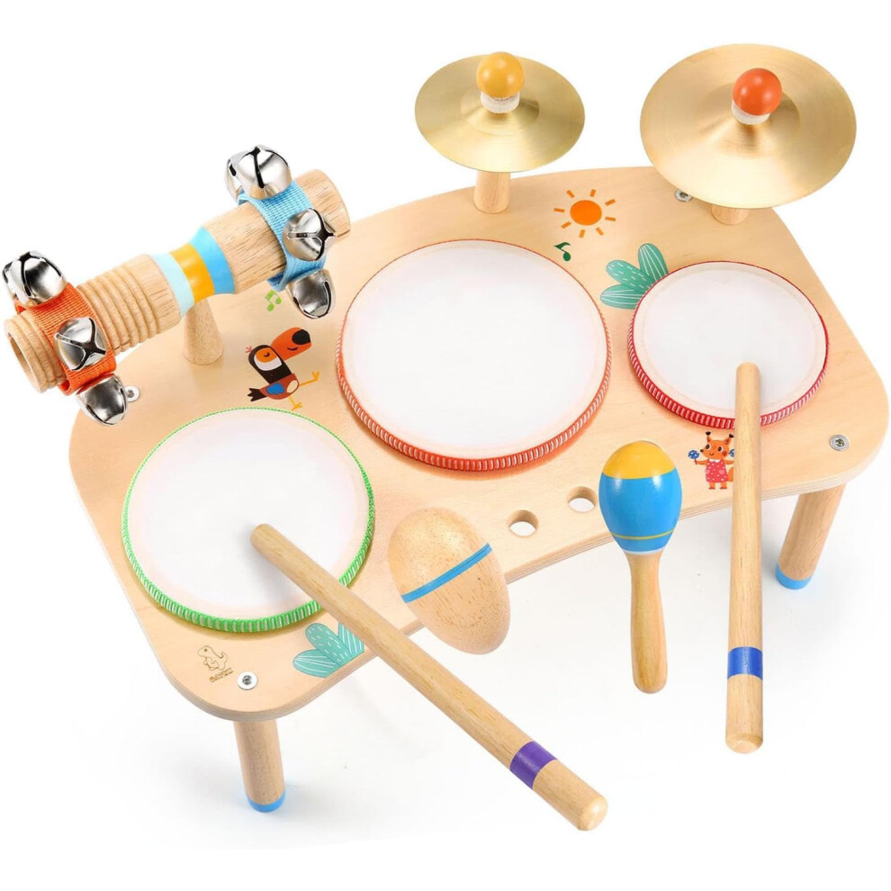 OATHX Kids Drum Kit for Toddlers Musical Toy Instruments for 1 Year Old Baby 11 in 1 Wooden Baby Drum Set Musical Percussion for Babies 6 12 on OnBuy