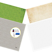 Path Gaming Double Sided Battle Grid Game Mat 36 X 24 Inches - 2 Mats, 4 Terrains, 4 Markers, 1 Eraser, and 1 Spray Bottle. Great for Dungeons and