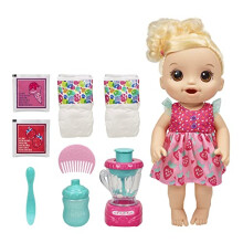 Baby Alive Magical Mixer Strawberry Shake Doll with Real Working Blender and Accessories (E6943) Ages 3 and Up Blonde