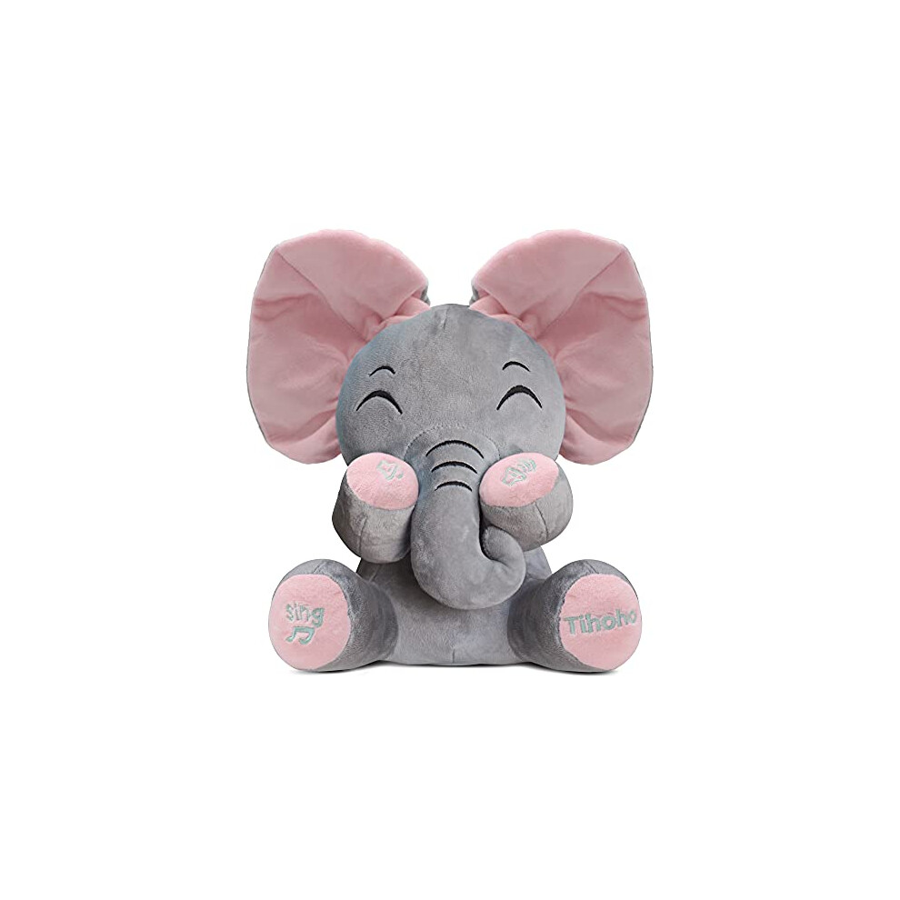 Tihoho Peek A Boo Elephant Talking Singing Elephant Plush Huggable Toy Baby Animated Elephant Plush Cute Toys Gift Stuffed Doll for Baby Tollders Kids