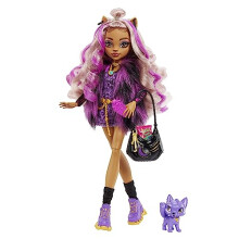 Monster High Doll, Clawdeen Wolf with Accessories and Pet Dog, Posable Fashion Doll with Purple Streaked Hair, HHK52