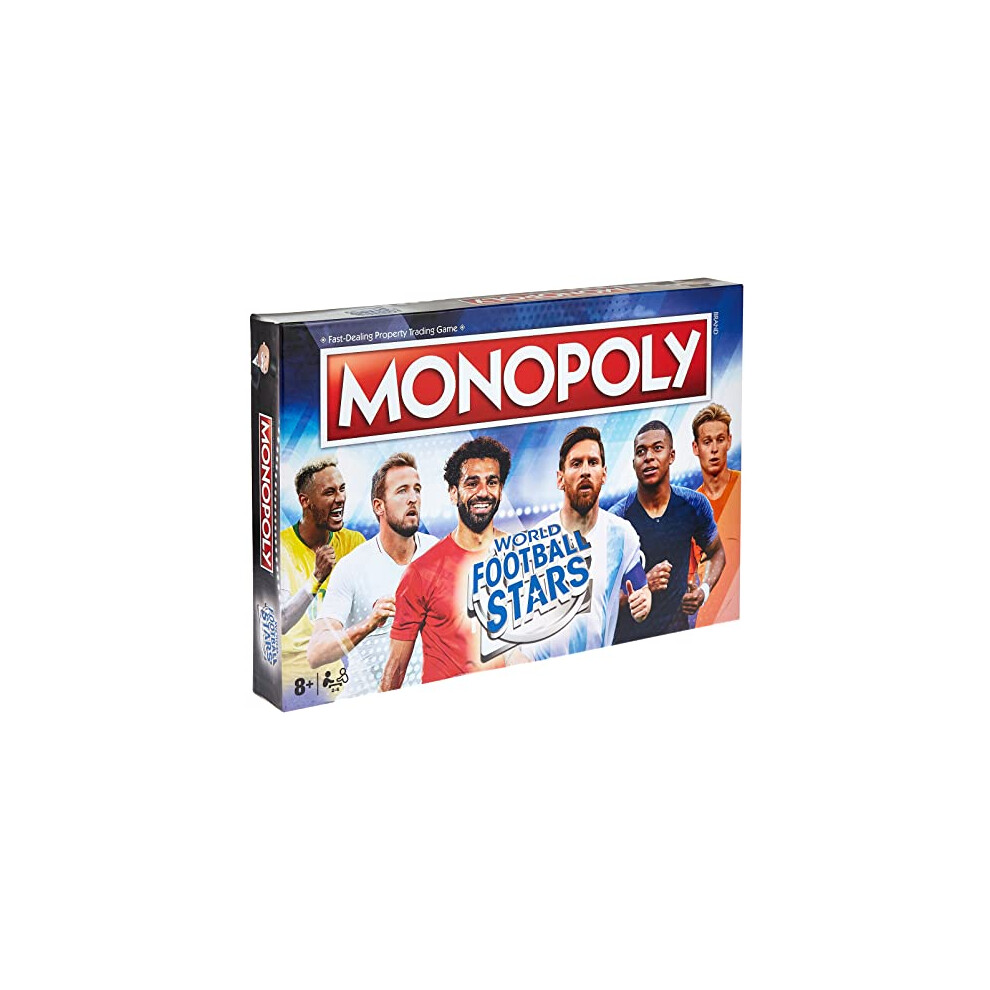 Winning Moves World Football Stars Monopoly Board Game, Play with Cristiano Ronaldo, Lionel Messi, Neymar, Harry Kane and Salah, Perfect for the World