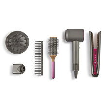Casdon 73552 Dyson Supersonic & Corrale Deluxe Styling Set | Toy Hairdryer & Straighteners for Children Aged 3 Years & Up | Stacked with Interactive